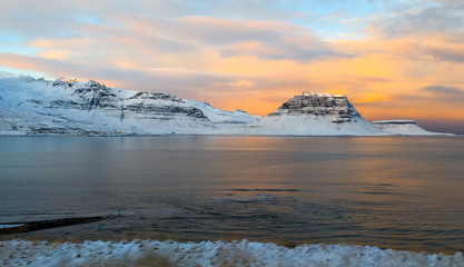 sunrise over the sea Icelandic landscape