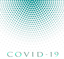 Abstract turquoise dots. Symbol  the reproduction of a dangerous virus. The inscription "Covid-19"