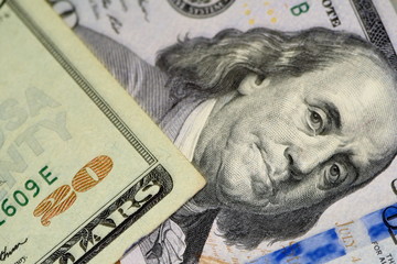 selective focus close up shot of assorted us banknotes