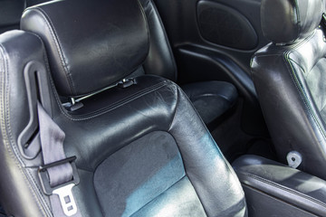 black leather car seats, combination leather.