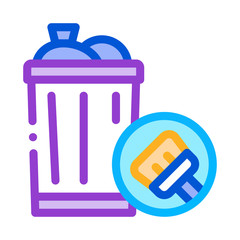 Rubbish Trash Can Icon Vector. Outline Rubbish Trash Can Sign. Isolated Contour Symbol Illustration