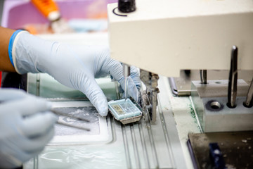 Histopathological preparation in the hospital,select focus.