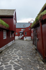 Fototapeta na wymiar Parliament buildings in Tinganes in Torshavn, Faroe Islands.