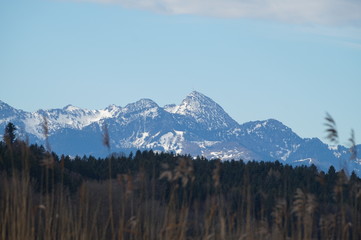 Obraz premium Der Wendelstein vom Simssee aus