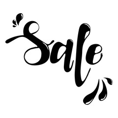 Sale word in black colour with decotative elements shadow on black background 