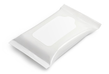 Wet wipes pouch, isolated on white background