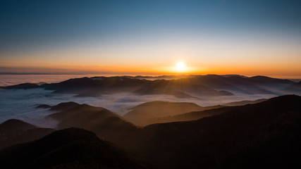 Fototapeta na wymiar Sunset over the Vosges mountain 