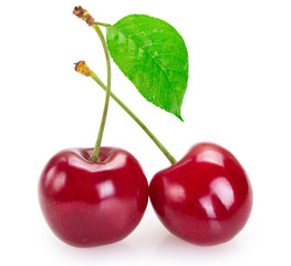 Fresh cherry on white background
