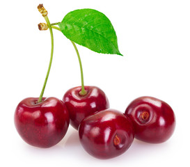 Fresh cherry on white background