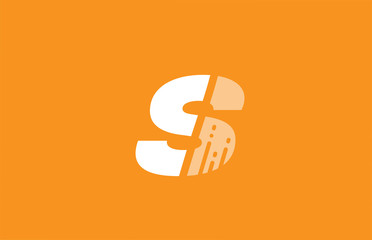 orange white alphabet S letter logo design icon for company and business