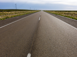 Patagonian route in Argentina, asphalt and dirt