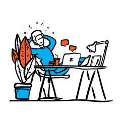 Set of business characters working in office. Vector illustration design.