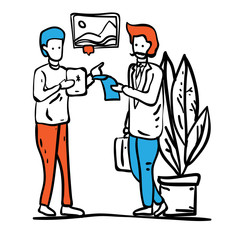 Set of business characters working in office. Vector illustration design.