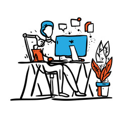 Set of business characters working in office. Vector illustration design.