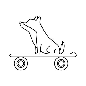 Cute Dog Animal In Skateboard Isolated Icon Vector Illustration Design