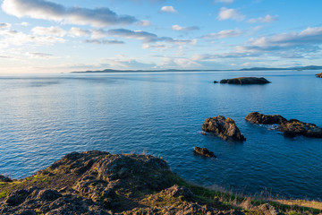 Landscape of rocks and the Pacific Ocean