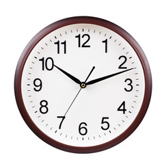 brown  round clock isolated on white background