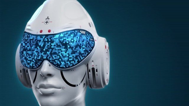 artificial Intelligence. head of the robot in search of danger