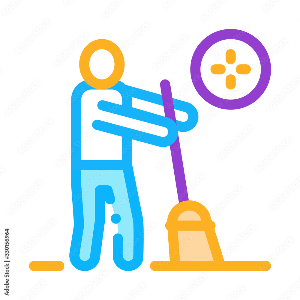 Poster human sweeping icon vector. outline human sweeping sign. isolated contour symbol illustration