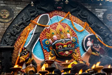 Foto auf Leinwand Close up face of the Hindu god Kala Bhairava at Durbar Square, Kathmandu, Nepal © Kumod