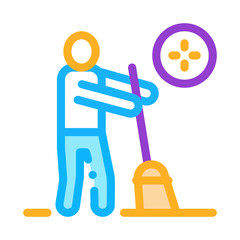 Human Sweeping Icon Vector. Outline Human Sweeping Sign. Isolated Contour Symbol Illustration