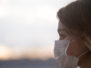 Beautiful Girl Wearing Medical Mask During Coronavirus COVID-19 Epidemic