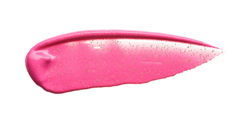 Gently pink strokes and texture of lip gloss or acrylic paint isolated on white background