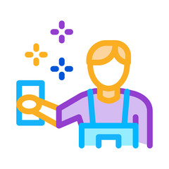 Human Cleaning Icon Vector. Outline Human Cleaning Sign. Isolated Contour Symbol Illustration