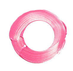 Gently pink strokes and texture of lip gloss or acrylic paint isolated on white background