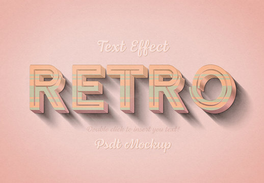 Retro 3D Text Effect Mockup with Orange and Green Stripes