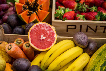 fresh fruits, vitamins on the market