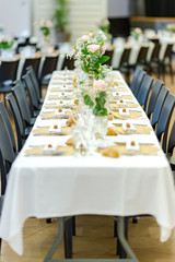 Restaurant table set up for a banquet