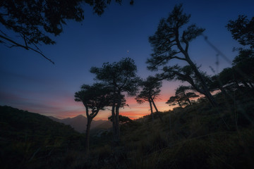 Fototapeta na wymiar Beautiful sunset in Navahonda, Sierra de Cazorla
