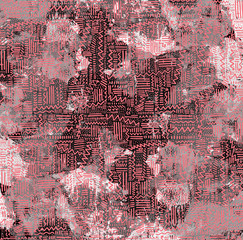 Modern multicolor spotted pop art digital composition with lines, dots and waves and arrows.