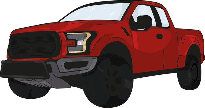 cartoon car, truck,auto,pick up Stock Illustration | Adobe Stock