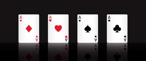Play poker card ace with a black background
