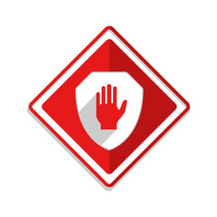 Shield with hand block or adblock - flat icon for apps and websites