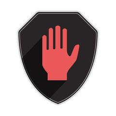 Shield with hand block or adblock - flat icon for apps and websites