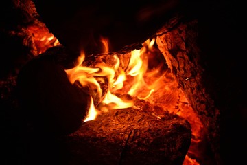 bonfire wood fire flame sparks