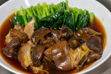 braised pork and vegetable in white dish