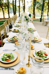 table set for dinner of wedding