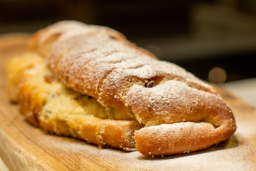 A bread on wooden table