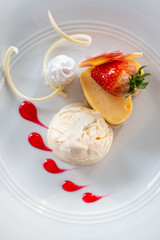  strawberry cheese cake on white plate