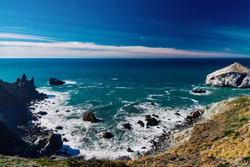 panorama of the cliffs and roads of California on the Pacific coast