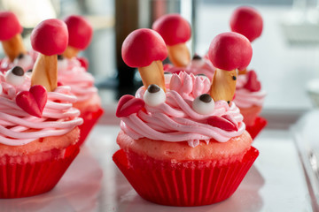 A strawberry cup cake