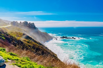 panorama of the cliffs and roads of California on the Pacific coast
