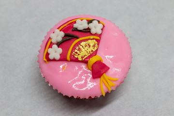 cup cake Chinese style on white