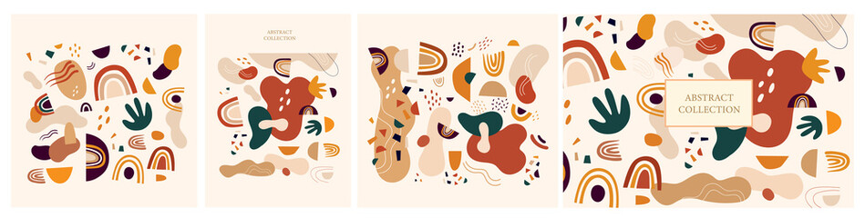 Decorative abstract collection with colorful doodles. Hand-drawn modern illustration	