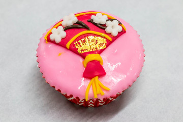  cup cake Chinese style on white