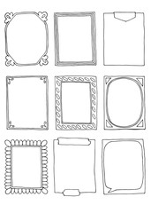 doodle frames set. Collection of hand drawn frames.